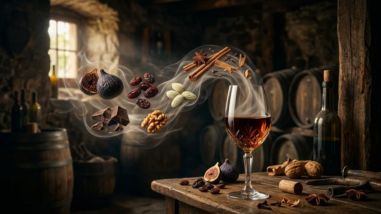 Olfactory analysis of fortified wine: Discriminating biological flor almond notes from oxidative dried fig, walnut, and rancio