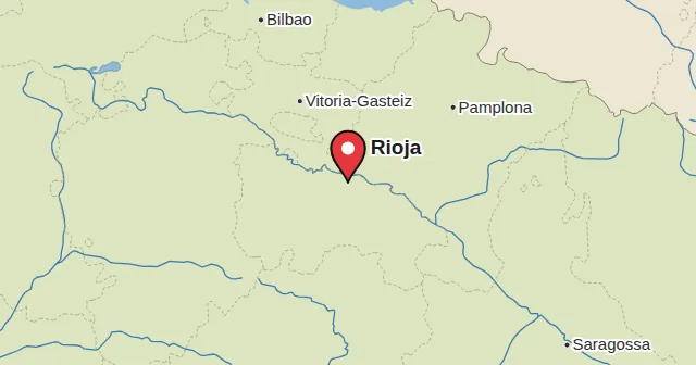Rioja und Umgebung: Karte mit Markierung. Farbe der Markierung: Rotwein