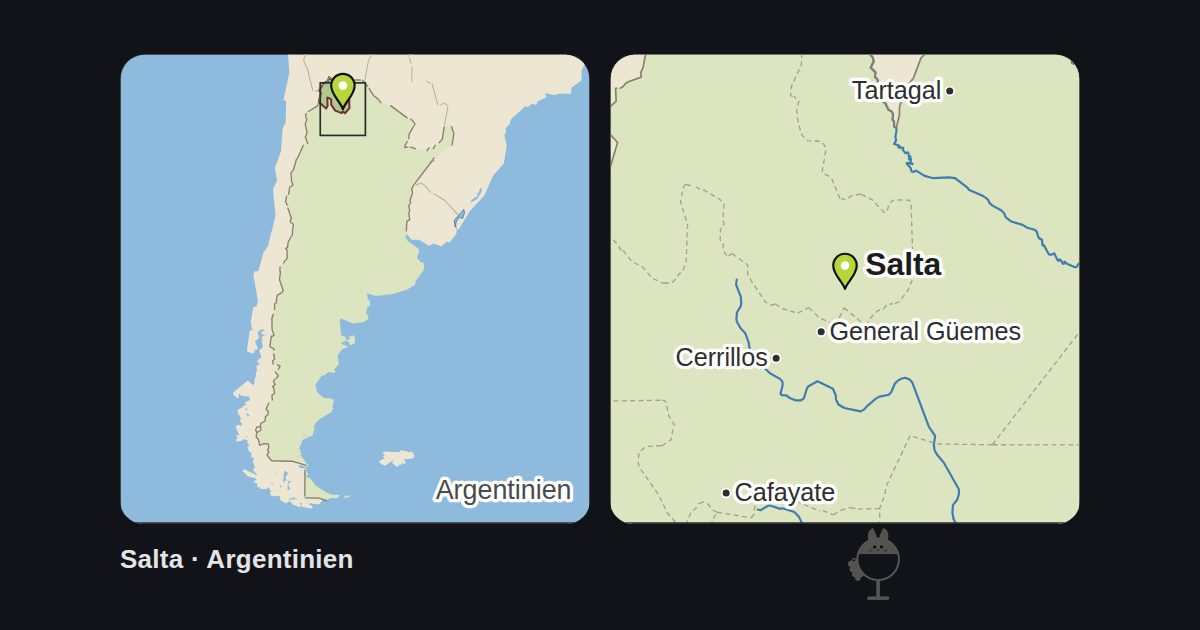 Argentinien: Karte mit der Lage von Salta und eine Karte der Umgebung