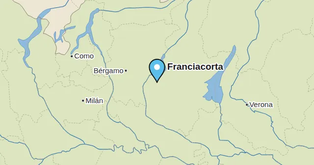 Franciacorta y sus alrededores: mapa con un marcador. Color del marcador: Vino espumoso