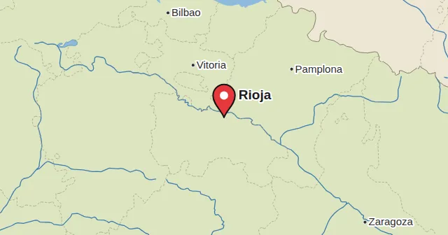 Rioja y sus alrededores: mapa con un marcador. Color del marcador: Vino tinto