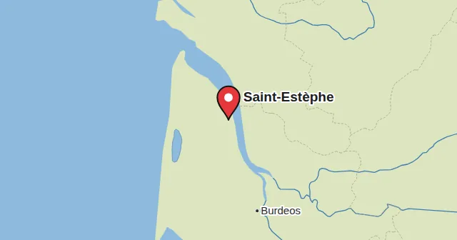 Saint-Estèphe y sus alrededores: mapa con un marcador. Color del marcador: Vino tinto