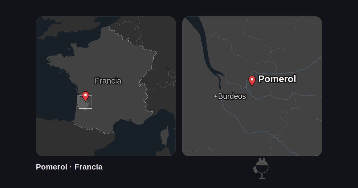 Francia: mapa con la ubicación de Pomerol y un mapa de sus alrededores