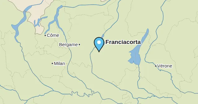 Franciacorta et ses environs : carte avec un repère. Couleur du repère : Vin effervescent