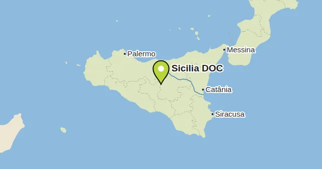 Sicilia DOC e arredores: mapa com um marcador. Cor do marcador: Vinho branco